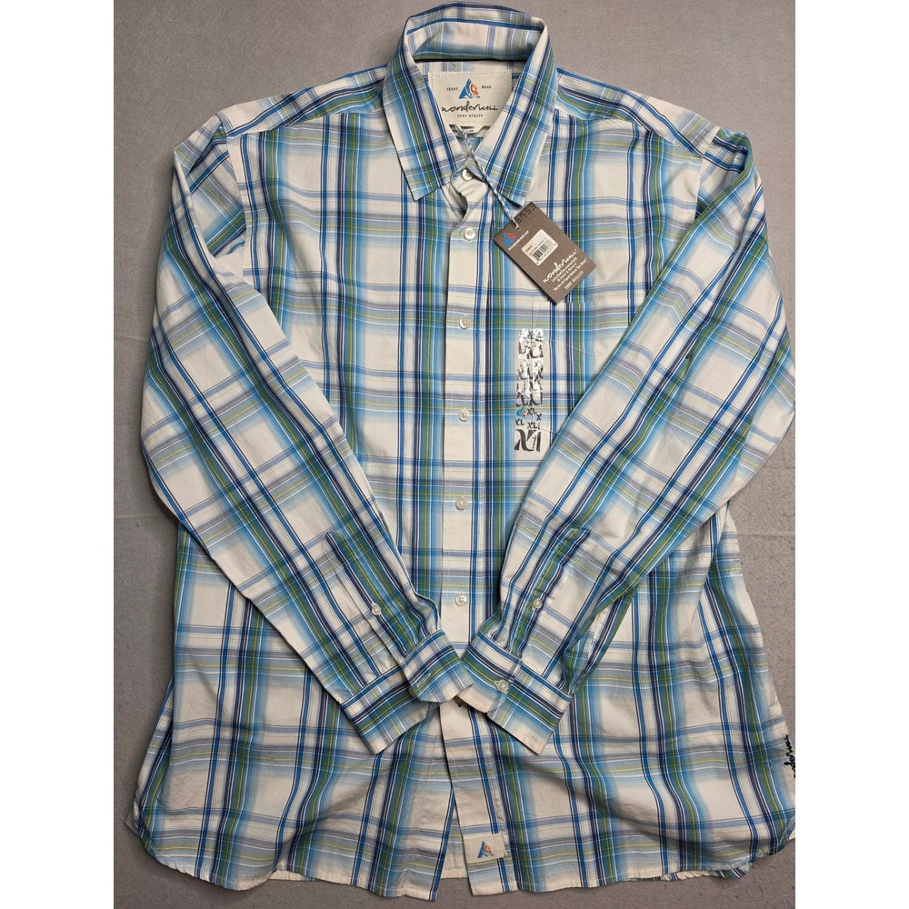 Wonderwall Surf Utility‎ Shirt Men's XL Multicolor Plaid Cotton Button-Up NWT